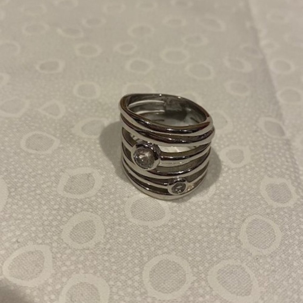 Vtg 925 Sx Silver Stackable Rhinestone Ring - image 4